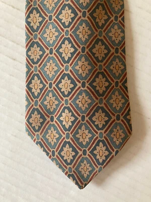 Corbata para hombre GAP seda azul rojo tostado diamante geométrica hecha en EE. UU. Foto 1 de 4