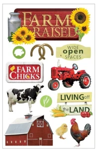 PAPER HOUSE 3D STICKERS - FARM RAISED - Tractor, Barn, Rooster, Chic, Cow, Corn - Picture 1 of 2