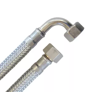 Panzerschlauch Schlauch Spülkasten Trinkwasser 3/8" ÜM x 3/8" ÜM Bogen, 15cm-2m - Bild 1 von 11