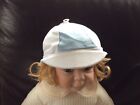  Baby Boys Sun Hat -  Summer Hat - White with Blue Rim Size  0-3 & 3-6 months 