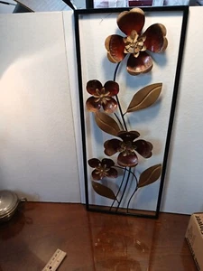 Decoración de pared con flores rectángulos diseño floral dorado y rojo en enredaderas trepadoras 20" X 8"  - Imagen 1 de 4