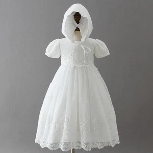 Recién Nacido Niña Bautismo Floral Vestido Bordado Conjunto Con Capó - Imagen 1 de 4
