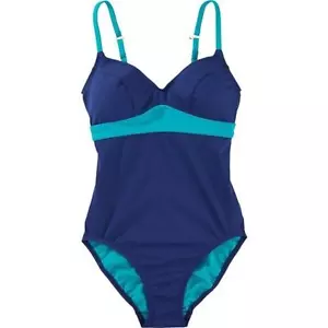 Title Nine Damen Streamline Einteiler Badeanzug in Blau Aqua Colorblock - Bild 1 von 7
