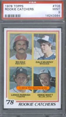 1978 Topps #708 Diaz Murphy Parrish Whitt PSA 9 RC Rookie Catchers  (3984) - Image 1 of 2