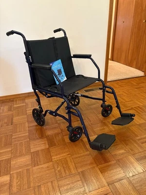 CAREX Steel Classic Transport WheelChair 19" Seating, Supports up to 300LBS Blac - Image 1 of 3