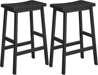 HOOBRO Bar Stool Set of 2 Bamboo Bar Stools 26 Inches Kitchen Counter Chairs - Image 1 of 4