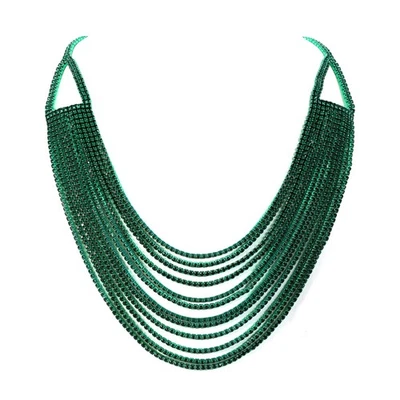 Collar de Hilos de Estrás Verde para Mujer, Brillo Color Esmeralda Cristal Multi Foto 1 de 4