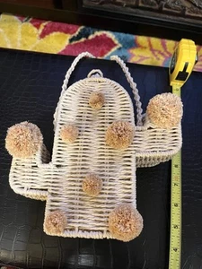 ZARA Girl Cactus Crossbody Handbag Purse Straw Raffia Unique Fun Whimsy Western - Picture 1 of 4