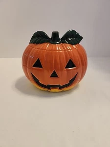 Napco Fioriera Zucca Halloween Ceramica Jack-O-Lantern VINTAGE - Foto 1 di 7