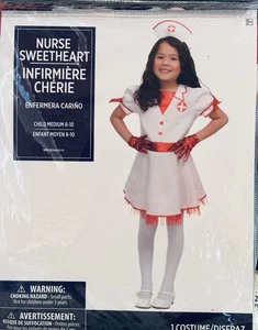 Nurse Sweetheart Halloween Costume Girls Medium 8-10 Dress Outfit White Uniform - Picture 1 of 7