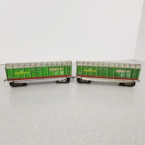 Nomura Toys T.N Japan Tin Santa Fe Train Cars Refrigerated 1648 Green 6 inch - Picture 1 of 15