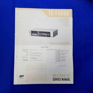 SONY TC-FX600 Service Manual Original Paper OEM Repair Guide - USA - Picture 1 of 10