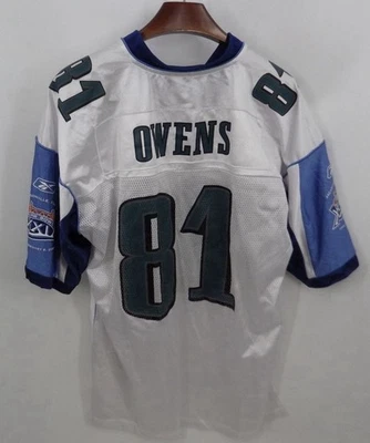 Camiseta deportiva Terrell Owens Philadelphia Eagles blanca del Super Bowl XXXIX rara de colección Foto 1 de 4