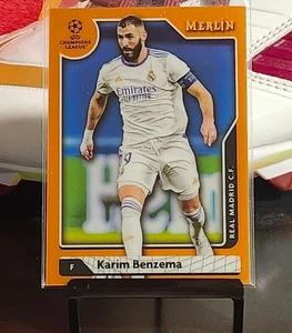 Karim Benzema 2021-22 Topps Merlin Orange Refractor SSP /25 - Picture 1 of 2
