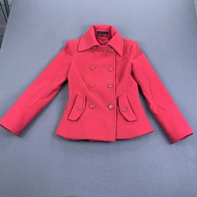 Express Design Studio 女式小号红色羊绒混纺孔雀羊毛纽扣 — 第 1/4 张图片