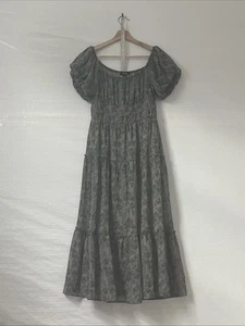 Trixxi Boho Peasant Floral Prairie Tiered Dress Size M Green - Picture 1 of 5