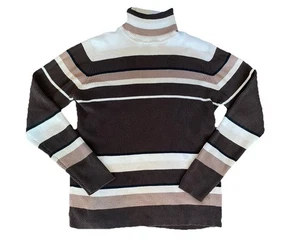 Maglione vintage a righe girocollo donna piccolo grosso cotone a costine anni 90 Y2K - Foto 1 di 10