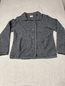 Anthropologie Sundry Bouclé Knit Cotton Blend Pea Coat Sweater Gray Women Size 2 - Picture 1 of 8