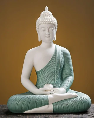 12-дюймовая зеленая статуя Будды для домашнего декора, керамическая медитация Будда декор... - Изображение 1 из 4