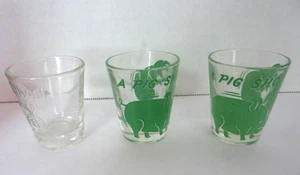 VTG 1940’s Novelty Pig Shot Glass Set & Calvert Reserve B Shot Glass - Picture 1 of 5