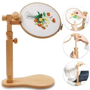 Embroidery Hoop Stand - Rotated Cross Stitch Stand Lap, Easy to Use Natural B... - Picture 1 of 8