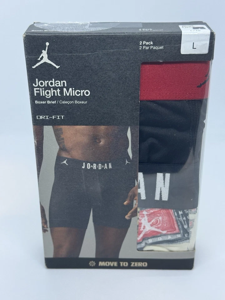 Jordan Flight Micro Men’s Boxer Brief DRI-FIT 2 Pack Size M Black Red White