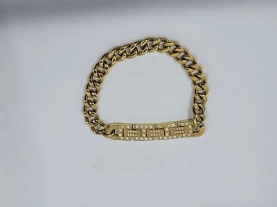 Pulsera Diamonique Curb Link Acero Inoxidable Amarillo Foto 1 de 4