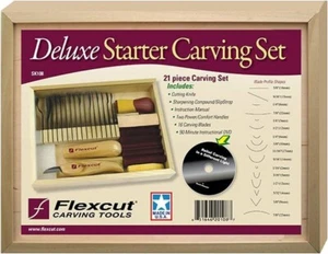 Flexcut 21 piezas #SK108 Deluxe Starter Talla Set con DVD Tallado en Relieve Nuevo - Imagen 1 de 2