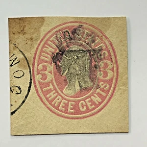FANCY CANCEL "MOHAWK" ON 3C POSTAL 3C CUT SQUARE - Picture 1 of 3