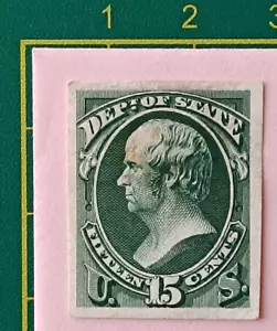 US Stamp, Official Stamp, Dept. of State 15c, Mint proof on Card, VF - Picture 1 of 5