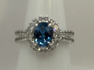 Bomb Party Just Walked Into The Room RBP6146 Blue Zircon Spinel Rhodium Size 6 - Picture 1 of 2