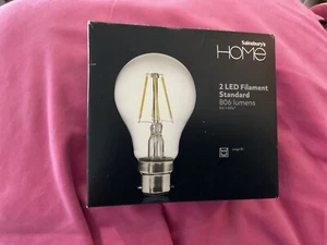 2 LED filament standard 806 lumens bulbs . sainsburys home - Picture 1 of 2