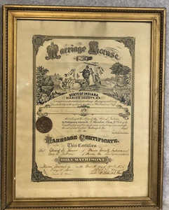 Certificado de matrimonio 1915 Edward Fenner Cora Askren Marion County EN efímero - Imagen 1 de 12