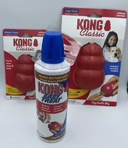 Lot! Kong Stuff'N Easy Treat Paste Peanut Butter Flavor + 2 Kong Classic Toys - Picture 1 of 5