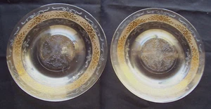 2 Macbeth Evans Depression Glass Stippled Rose Pattern Amber Clear 6 Inch Plate - Picture 1 of 2