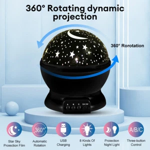 Starry Projector Night Light Rotating Sky Moon Projection Lamp Galaxy Night Lamp - Picture 1 of 18