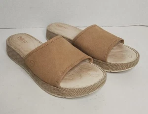 Born Nicoya Slip On Corda Washed Nubuck Tan Slide Sandals Women's 9 D98816 - Picture 1 of 13
