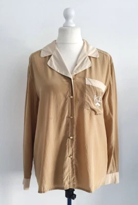 Camisa vintage, KL by Karl Lagerfeld, años 90, seda, beige y crema, Reino Unido 10 Foto 1 de 4