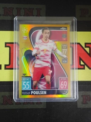 2021-22 Topps Match Attax UEFA Soccer Gold Refractor Yussuf Poulsen /50 - Image 1 of 2