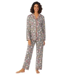 Brushed Sweater Knit Long Sleeve Notch Collar 2 Pc Pajama Set - Picture 1 of 1