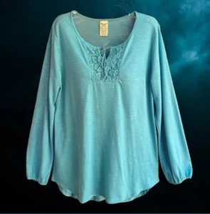 Blusa Top Campesina Desteñida Glory Para Mujer Mangas Largas Encaje Borde Frontal Corbata Talla M - Imagen 1 de 9