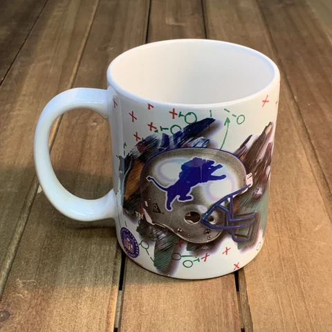 Hunter Mfg. Detroit Lions Glass Mug Cup NFL Vinyl (Logo) (Authentic) 1996 (Read) Cover