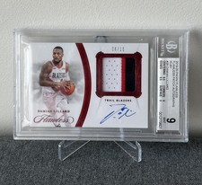 2019-20 Flawless Damian Lillard Patch Auto Emerald On Card /15 PA-DLL BGS9&10