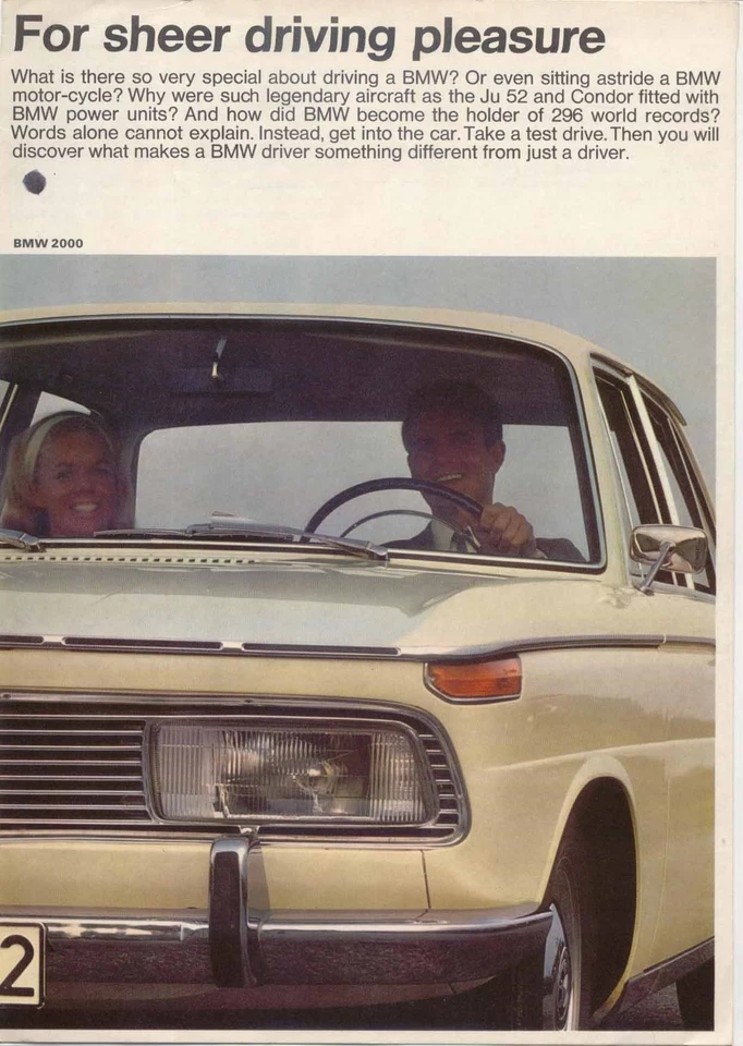 BMW 1600 1800 2000 Ti CS 1966-67 Original Reino Unido Folleto de ventas Pub. No. 19198e Foto 1 de 1