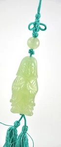 Vintage Natural Jade Stone Guan Yin Mercy Hand Carve Feng Shui Charm Hanging - Picture 1 of 4