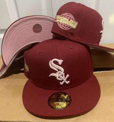 New Era Chicago White Sox 59FIFTY Fitted Hat Cap 2005 WORLD SERIES Patch PINK UV - Image 1 of 4