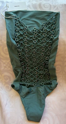 Mikoh Strapless Metal Ringed Back Mist Green One Piece Swimsuit Size XS Waikele - Image 1 of 4