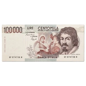 Italie - billet 100 000 lire 1993 Caravaggio - 1er type - lettre F - SPL - P.110 - Imagen 1 de 2
