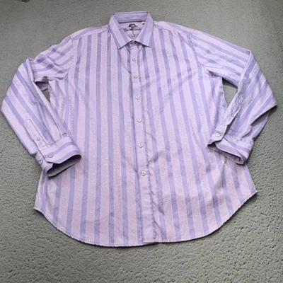 Camisa Robert Graham Para Hombre Extra Grande Púrpura Rayas Cachemira Calce Clásico Preppy Foto 1 de 4