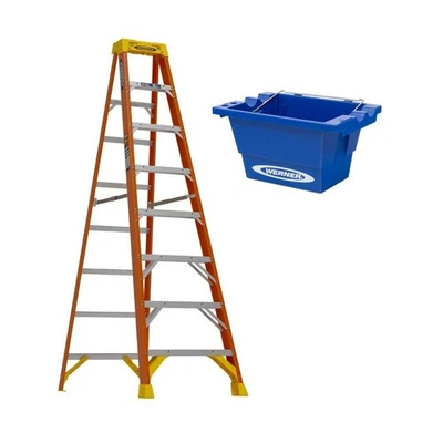 Escalera de fibra de vidrio de 8 pies con capacidad de carga de 300 libras tipo IA clasificación de trabajo y L Foto 1 de 4